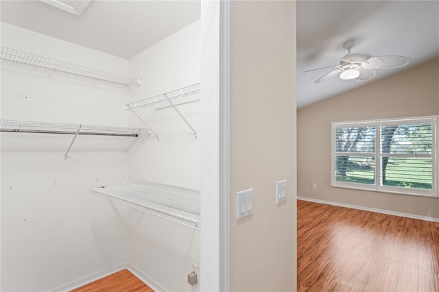 303 Rochester St, Spring Hill, FL 34609 - spacious closet featuring vaulted ceiling, light wood finished floors, and ceiling fan