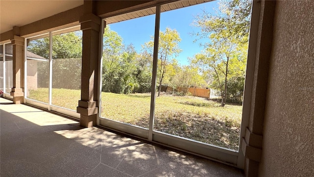 view of unfurnished sunroom