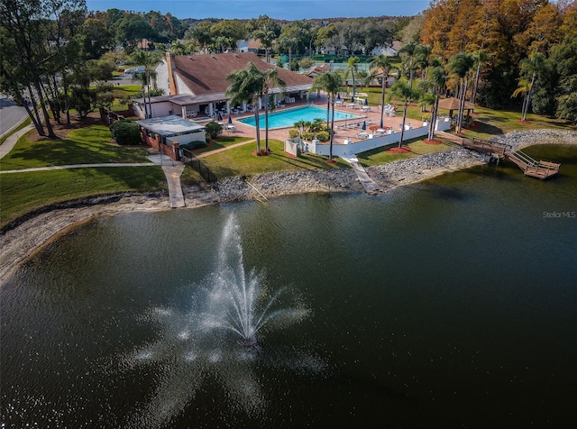 bird's eye view featuring a water view