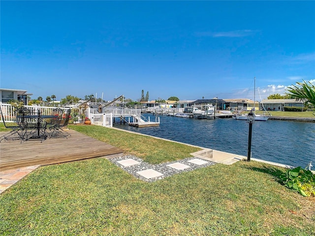 4936 Dory Dr, New Port Richey, FL 34652 - view of dock with a water view and a yard