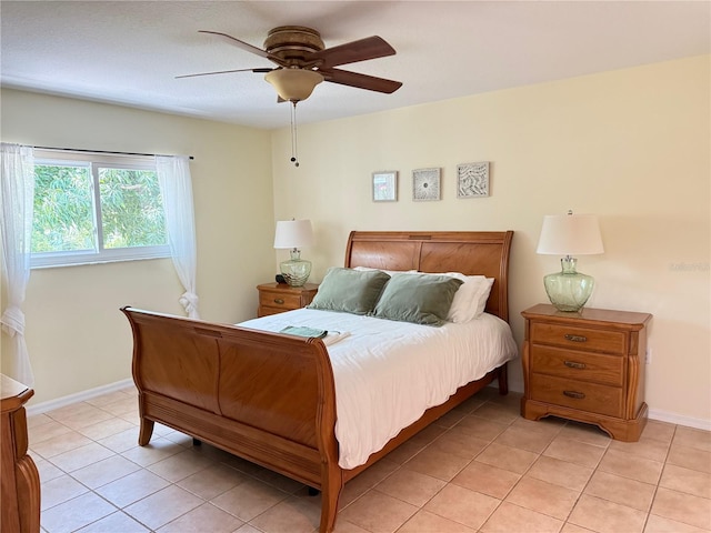 9348 Villa Entrada, New Port Richey, FL 34655 - bedroom with light tile patterned floors, baseboards, and ceiling fan