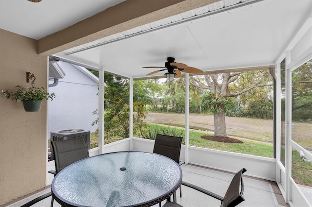 9348 Villa Entrada, New Port Richey, FL 34655 - sunroom / solarium with outdoor dining space and ceiling fan