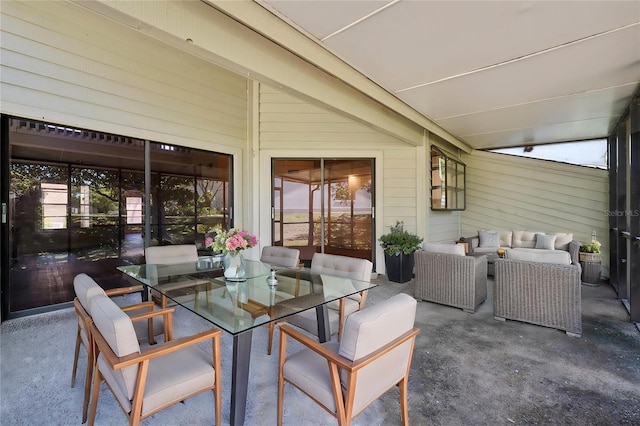 view of patio with outdoor dining area and outdoor lounge area
