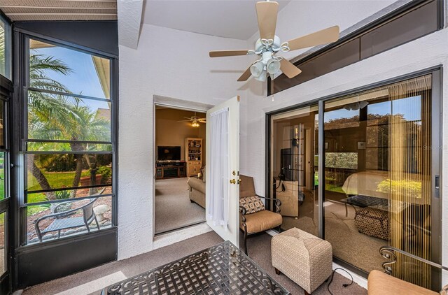 9636 Brookdale Dr, New Port Richey, FL 34655 - sunroom with a ceiling fan and plenty of natural light