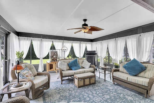 sunroom / solarium with wood finished floors