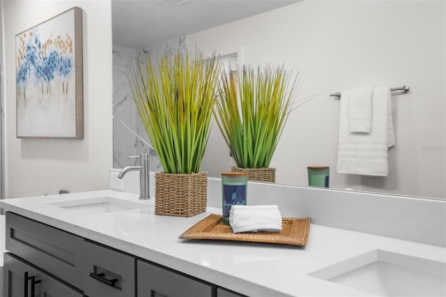 3416 Lema Dr, Spring Hill, FL 34609 - full bathroom featuring double vanity, a sink, and walk in shower