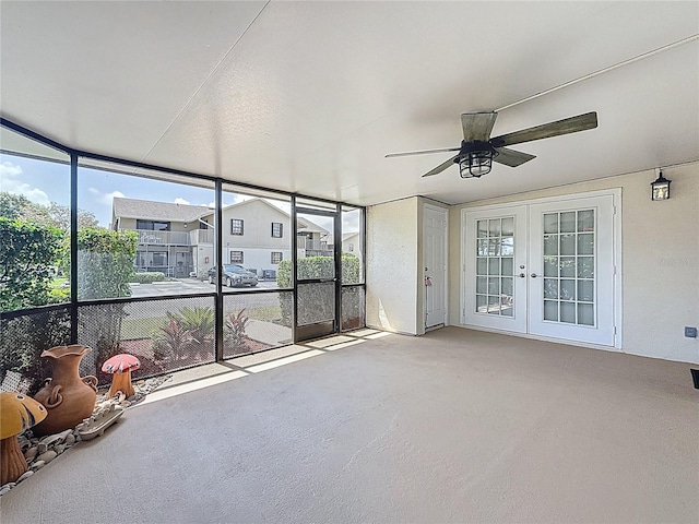 7382 SE Concord Pl, Hobe Sound, FL 33455 - unfurnished sunroom with french doors and ceiling fan