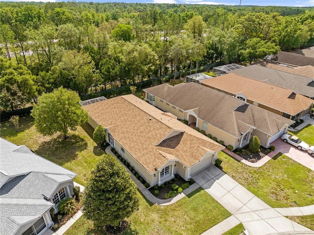 aerial view with a forest view