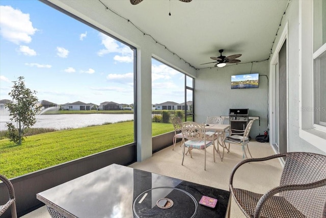13338 Waterleaf Garden Cir, Riverview, FL 33579 - sunroom with a ceiling fan