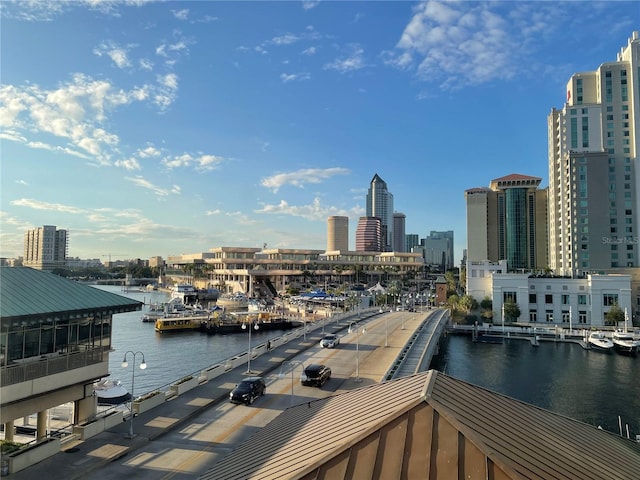 city view with a water view