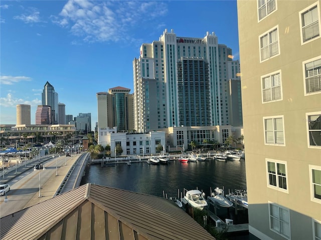 property's view of city with a water view