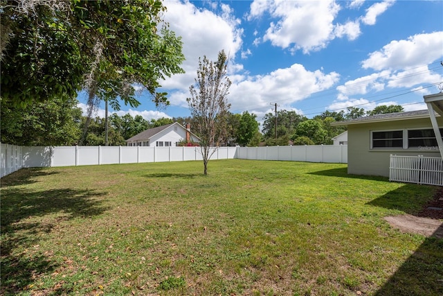view of yard featuring a fenced backyard