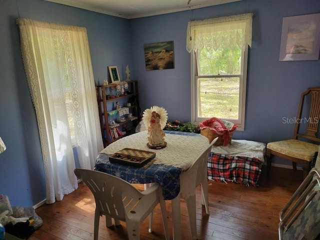 dining area featuring wood-type flooring