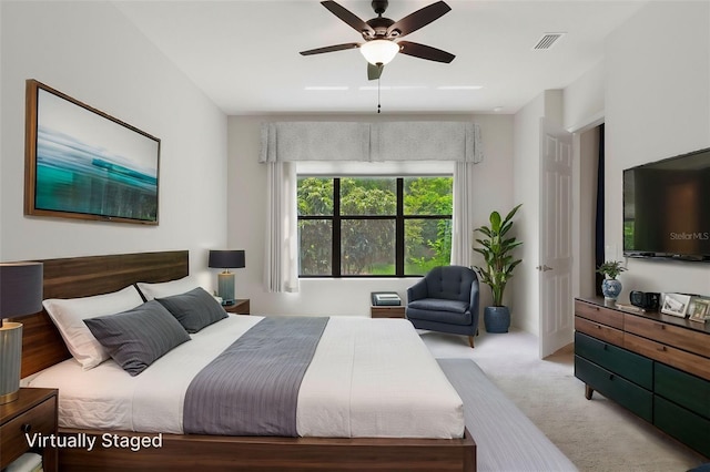 877 N Hunt Club Dr, Hernando, FL 34442 - carpeted bedroom with visible vents and a ceiling fan
