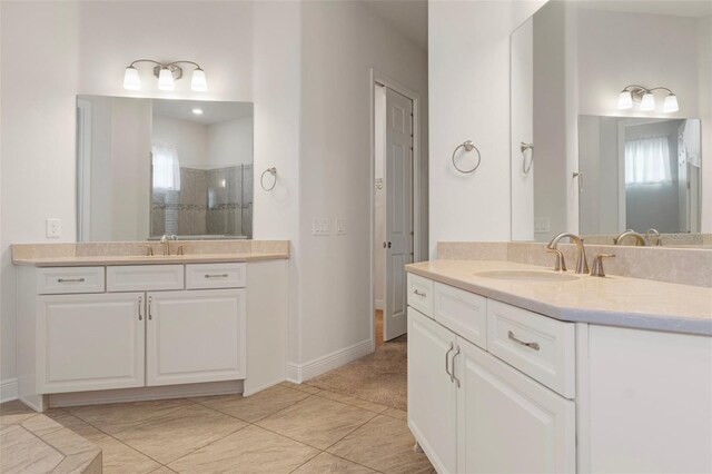 877 N Hunt Club Dr, Hernando, FL 34442 - full bath featuring a sink, two vanities, and a shower stall