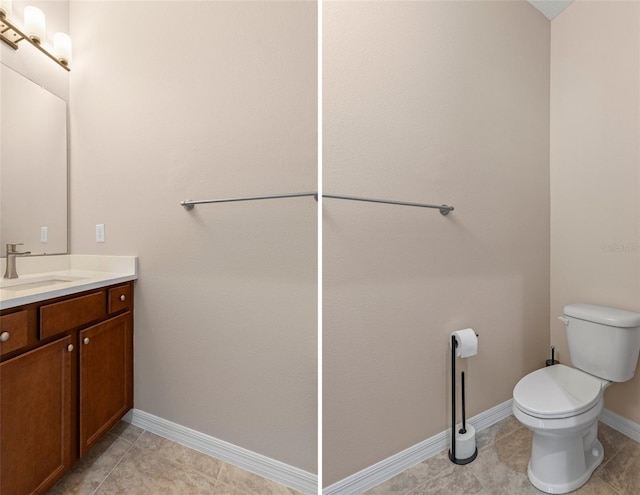 13619 Hunters Point St, Spring Hill, FL 34609 - bathroom featuring tile patterned floors, toilet, vanity, and baseboards