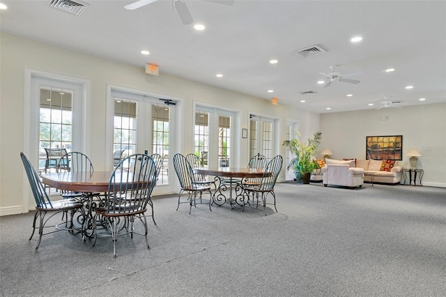 13619 Hunters Point St, Spring Hill, FL 34609 - dining room featuring ceiling fan, visible vents, and recessed lighting
