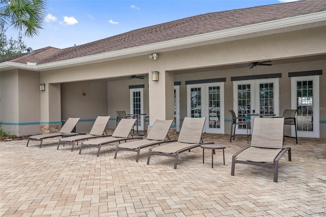 13619 Hunters Point St, Spring Hill, FL 34609 - view of patio / terrace with french doors and ceiling fan