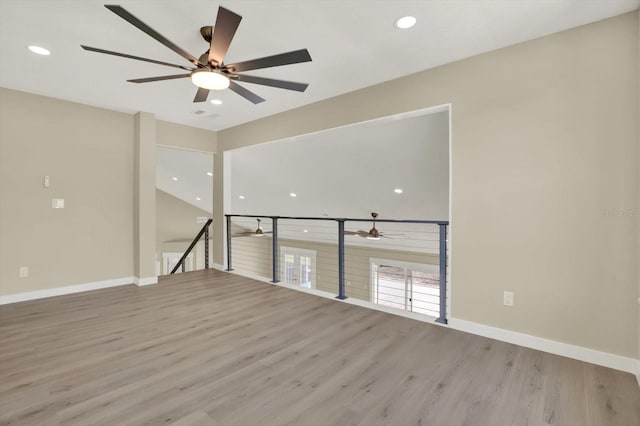 10423 Ashley Oaks Dr, Riverview, FL 33578 - spare room featuring recessed lighting, wood finished floors, a ceiling fan, and baseboards