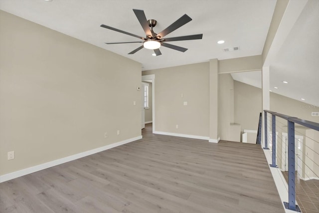 10423 Ashley Oaks Dr, Riverview, FL 33578 - empty room with baseboards, visible vents, recessed lighting, wood finished floors, and ceiling fan