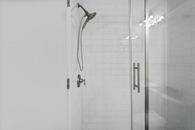 bathroom featuring a shower stall