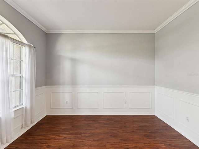 10318 Piper Dr, New Port Richey, FL 34654 - unfurnished room with ornamental molding, dark wood-style floors, and wainscoting