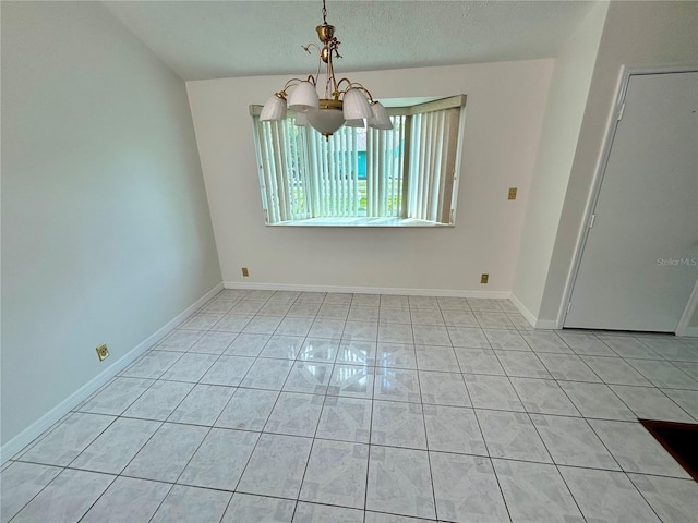 7444 Candlelight Ct, New Port Richey, FL 34652 - unfurnished dining area with a chandelier and light tile patterned floors
