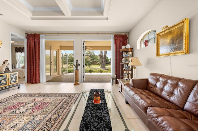 4407 Caliquen Dr, Brooksville, FL 34604 - living room with crown molding and light tile patterned flooring