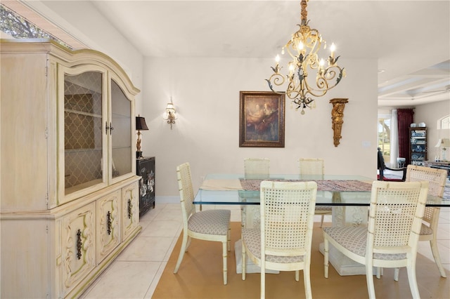 4407 Caliquen Dr, Brooksville, FL 34604 - dining room with a chandelier and light tile patterned flooring