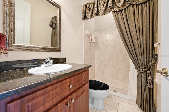4407 Caliquen Dr, Brooksville, FL 34604 - full bathroom with a shower stall, tile patterned flooring, vanity, and toilet