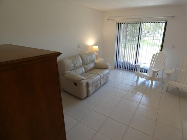 living room featuring light tile patterned floors