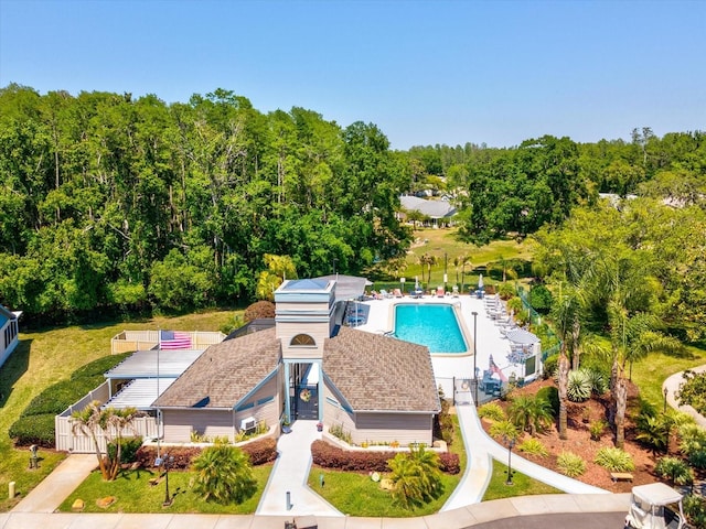 11536 Golden Rain Dr, New Port Richey, FL 34654 - view from above of property featuring a pool area