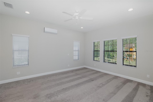 5070 Night Star Trl, Odessa, FL 33556 - carpeted empty room featuring a ceiling fan, baseboards, recessed lighting, and an AC wall unit