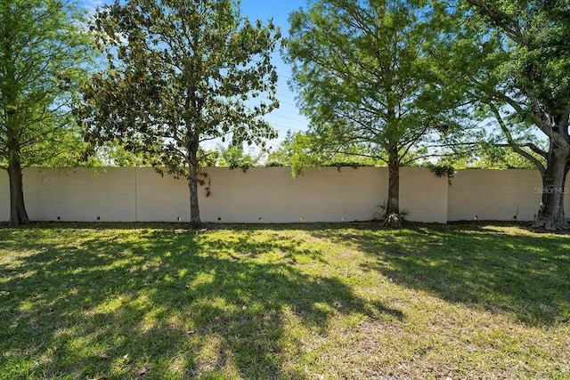 view of yard with a fenced backyard