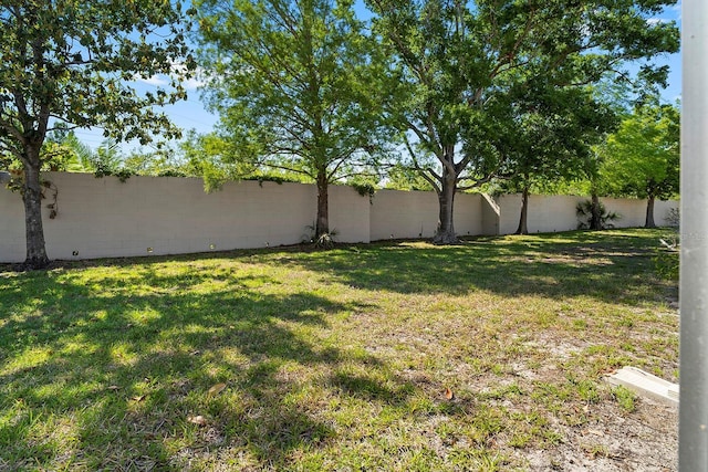 view of yard featuring a fenced backyard