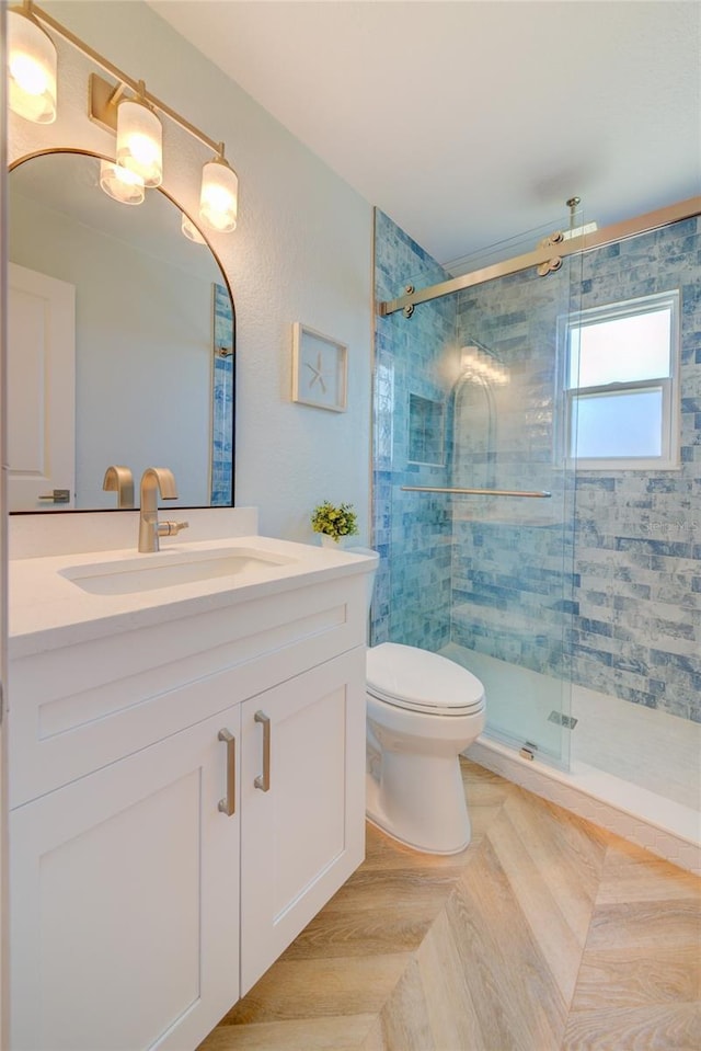 6432 Boatyard Dr, Hudson, FL 34667 - bathroom with toilet, a shower stall, and vanity