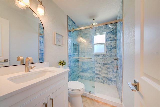 6432 Boatyard Dr, Hudson, FL 34667 - bathroom featuring a shower stall, toilet, and vanity