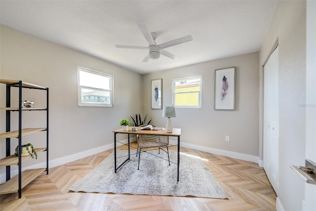 6432 Boatyard Dr, Hudson, FL 34667 - home office with baseboards and ceiling fan