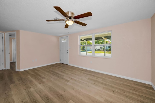 7321 Parrot Dr, Port Richey, FL 34668 - unfurnished room with light wood finished floors, baseboards, and a ceiling fan