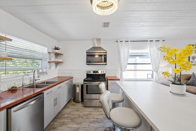 5106 Blue Heron Dr, New Port Richey, FL 34652 - kitchen featuring a sink, stainless steel appliances, visible vents, light wood-style flooring, and extractor fan