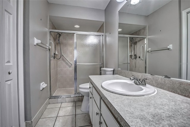 4030 Casa Del Sol Way, New Port Richey, FL 34655 - full bathroom with toilet, tile patterned flooring, a shower stall, and vanity