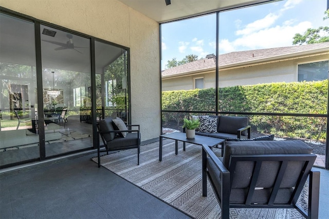 3047 Bolt Dr, Palm Harbor, FL 34685 - sunroom / solarium with ceiling fan and an outdoor living space
