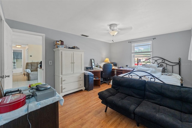 9640 Northcliffe Blvd, Spring Hill, FL 34608 - bedroom with visible vents, ceiling fan, and light wood-type flooring