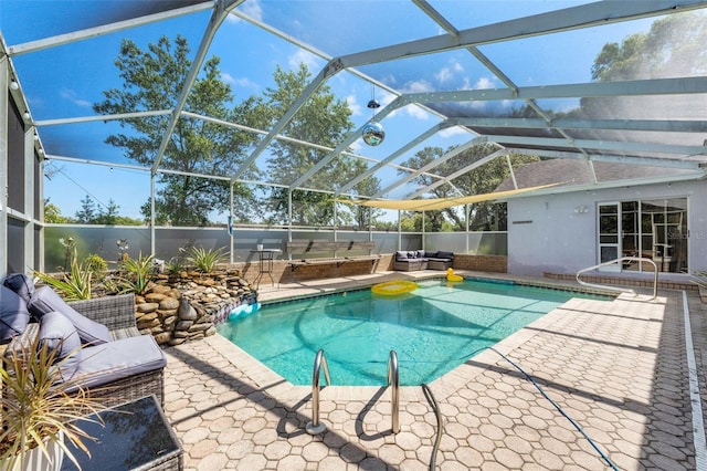 13469 Pia Ct, Spring Hill, FL 34609 - view of pool featuring a fenced in pool, exterior kitchen, a lanai, and a patio area
