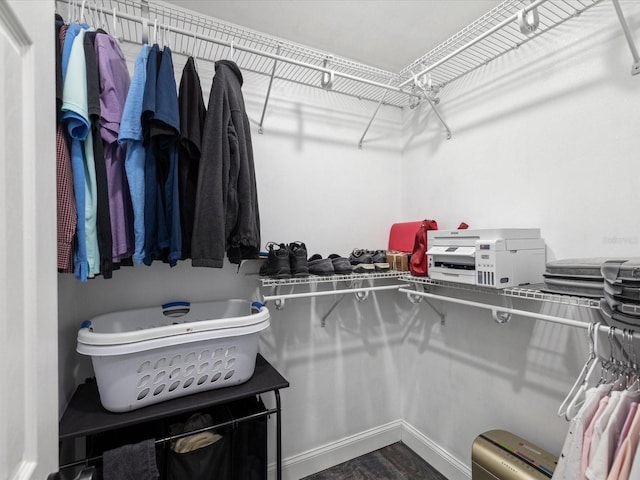 spacious closet with wood finished floors