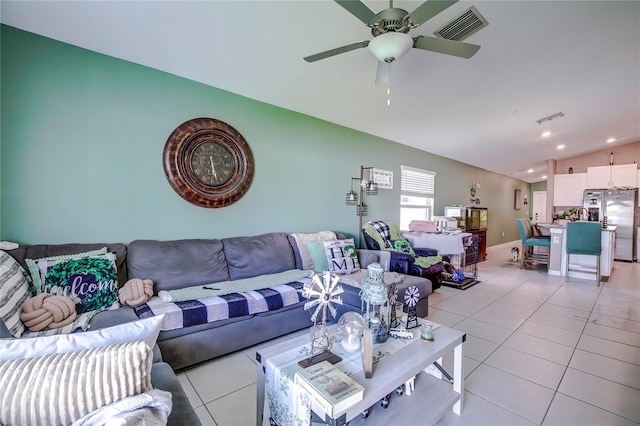 680 Argyll Dr, Spring Hill, FL 34609 - living area with lofted ceiling, light tile patterned flooring, and visible vents