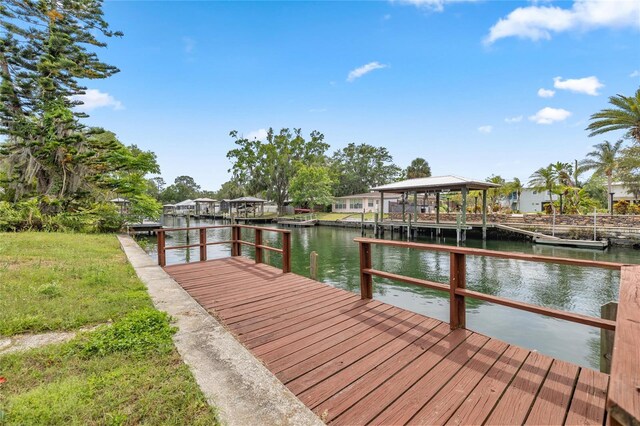 view of dock featuring a water view