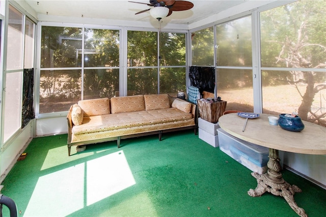 7715 Gulf Highlands Dr, Port Richey, FL 34668 - sunroom featuring an outdoor living space and a ceiling fan