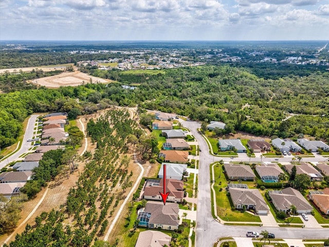birds eye view of property with a residential view
