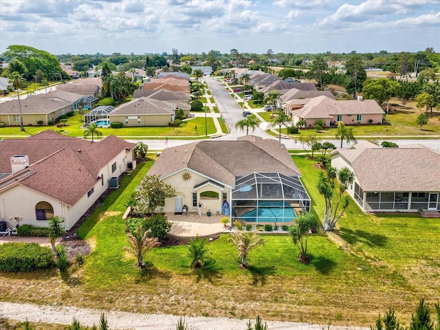 aerial view with a residential view